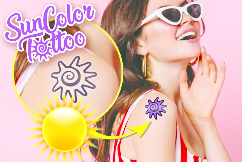 tatuaggio temporaneo che cambia colore con il sole